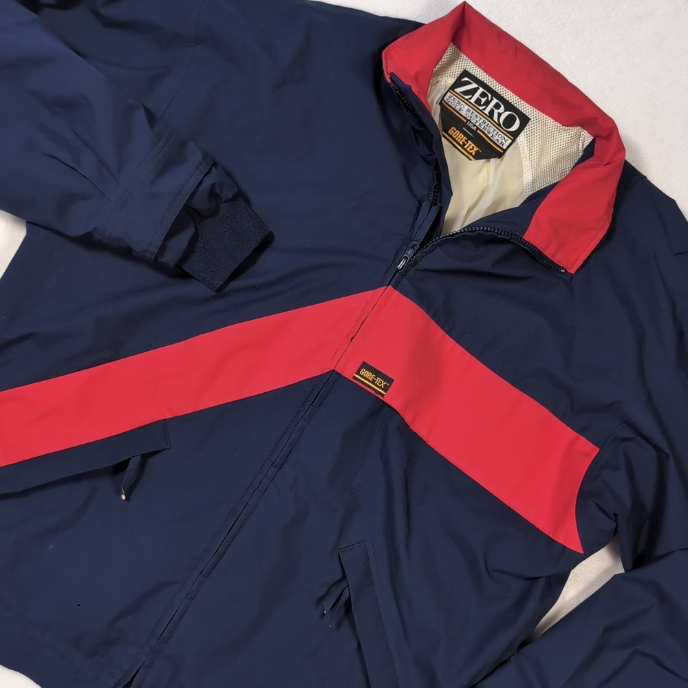 Vintage Zero Restriction ZR Gore-Tex Golf Jacket Men Large Navy Red USA Made 90s